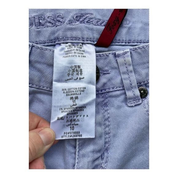 Guess Lilac Jeans Foxy Skinny Low Rise Bedazzled Sz 10 Youth - Picture 9 of 11
